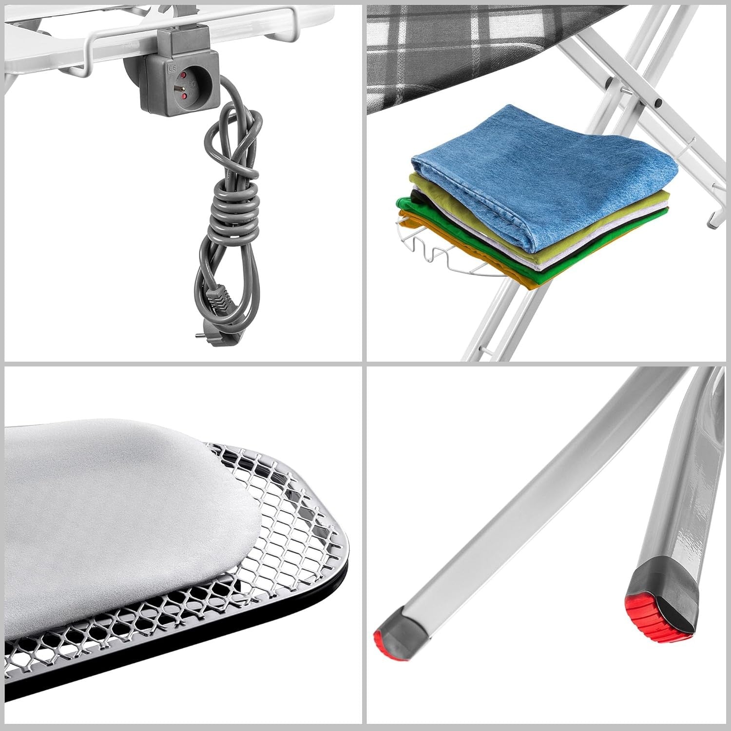 Extra Wide Steam Ironing Board Height Adjustable with Iron Rest Socket