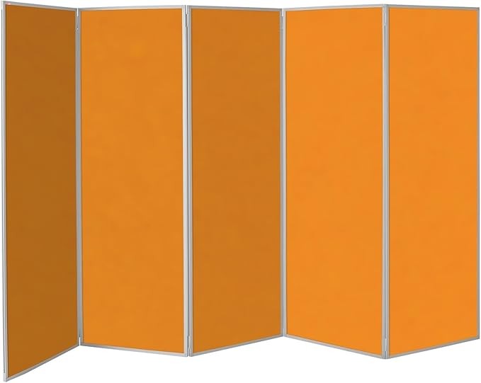 Orange 5-Panel Folding Room Divider 180×300cm | Office & School Partition