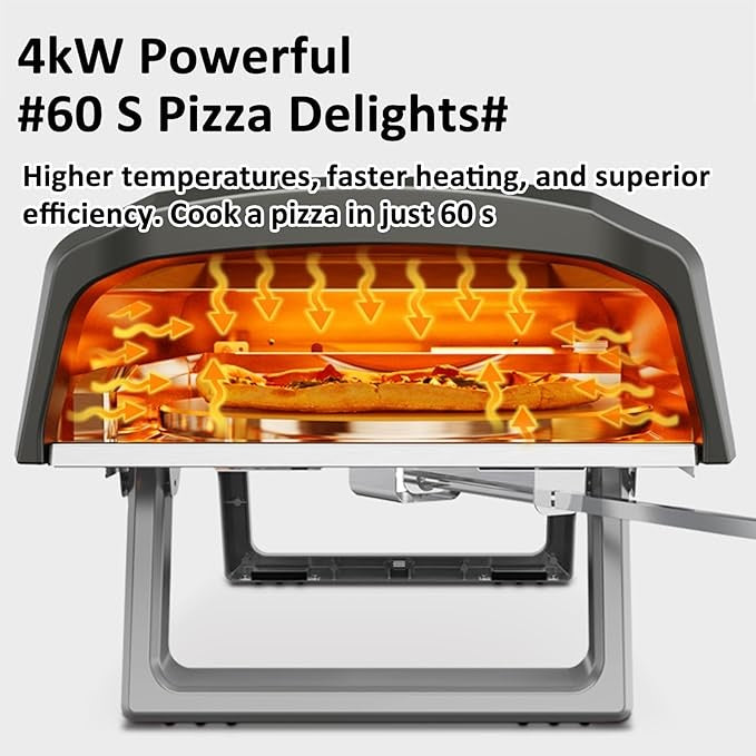 THYXGS 12” Portable Gas Pizza Oven | 520°C Outdoor Pizza Maker with Foldable