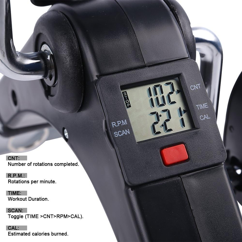 Foldable Mini Pedal Exerciser w/ LCD Display Adjustable Resistance for Arms/Legs