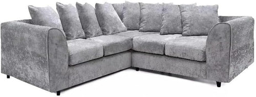 Light Grey Chenille 2C2 Corner Sofa – Modern 5 Seater Scatter Back Couch