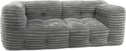 3 Seater Faux Fur Sofa Bed Grey | Modular Ribbed Lounge Couch Convertible