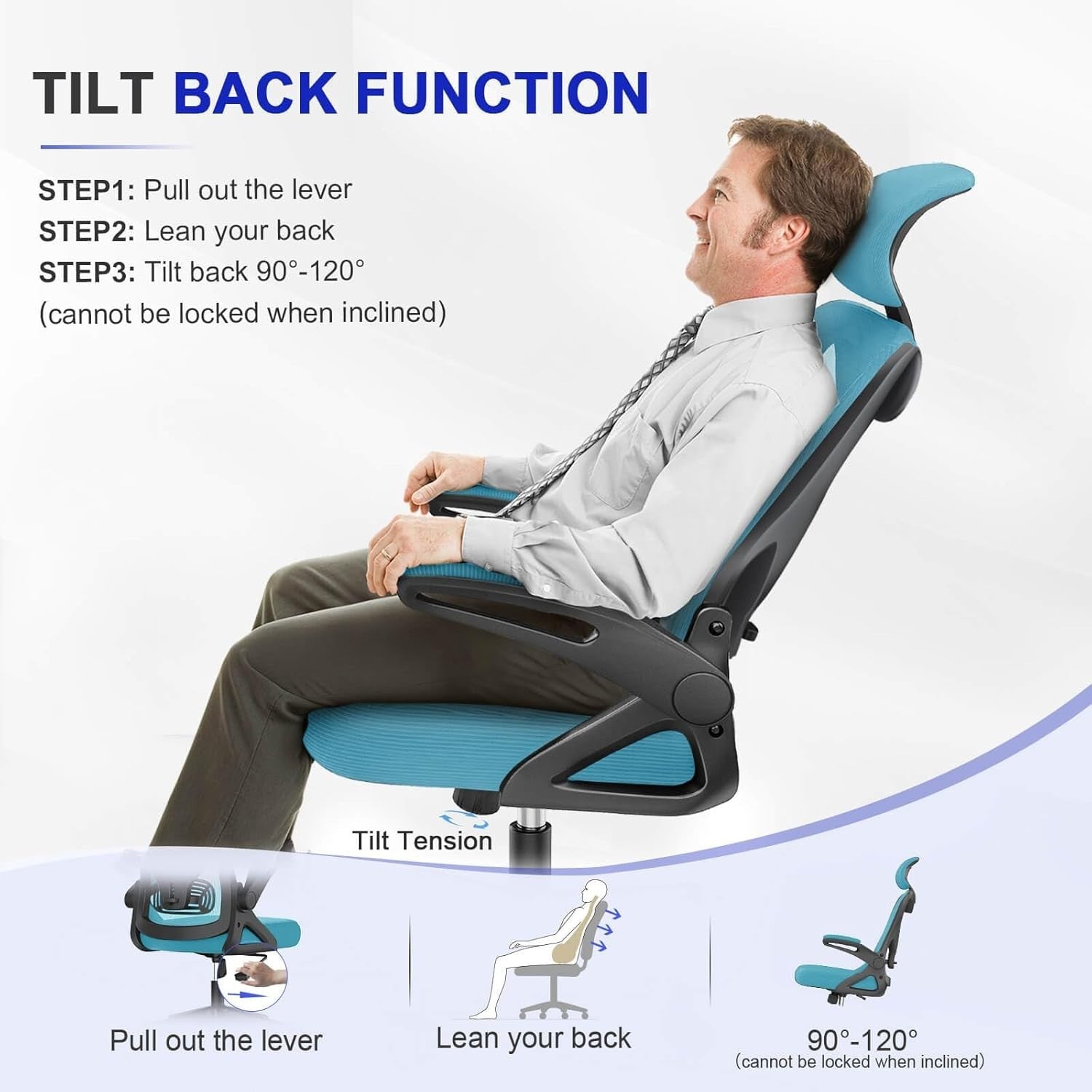 Ergonomic Office Chair High Back Mesh Swivel Desk Seat Adjustable Lumbar Flip Ar
