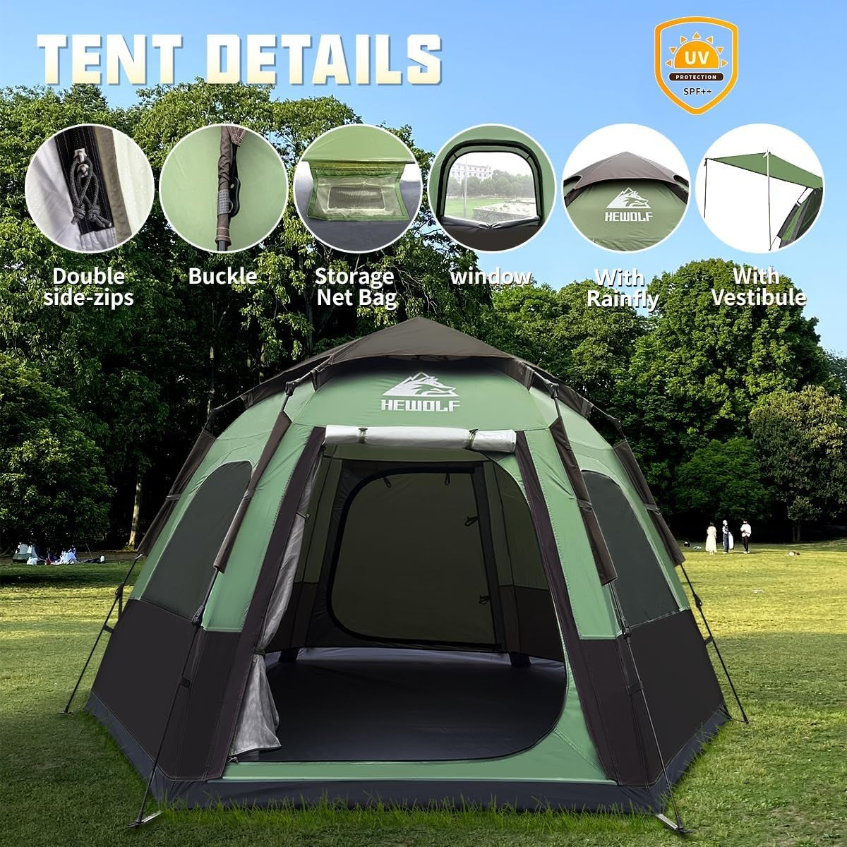 Waterproof Instant Camping Tent 2-4 Person Quick Setup Dome