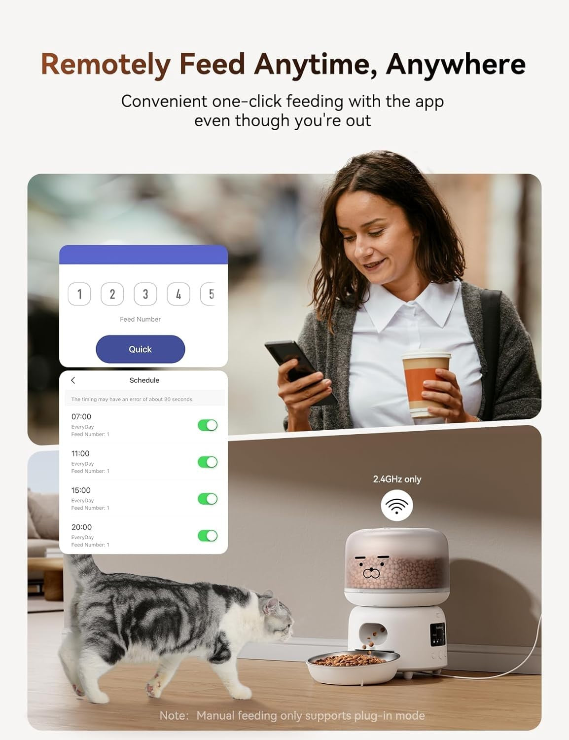 Automatic Cat Feeder WiFi App Control 3L Timer Food Dispenser Smart Pet Feeder