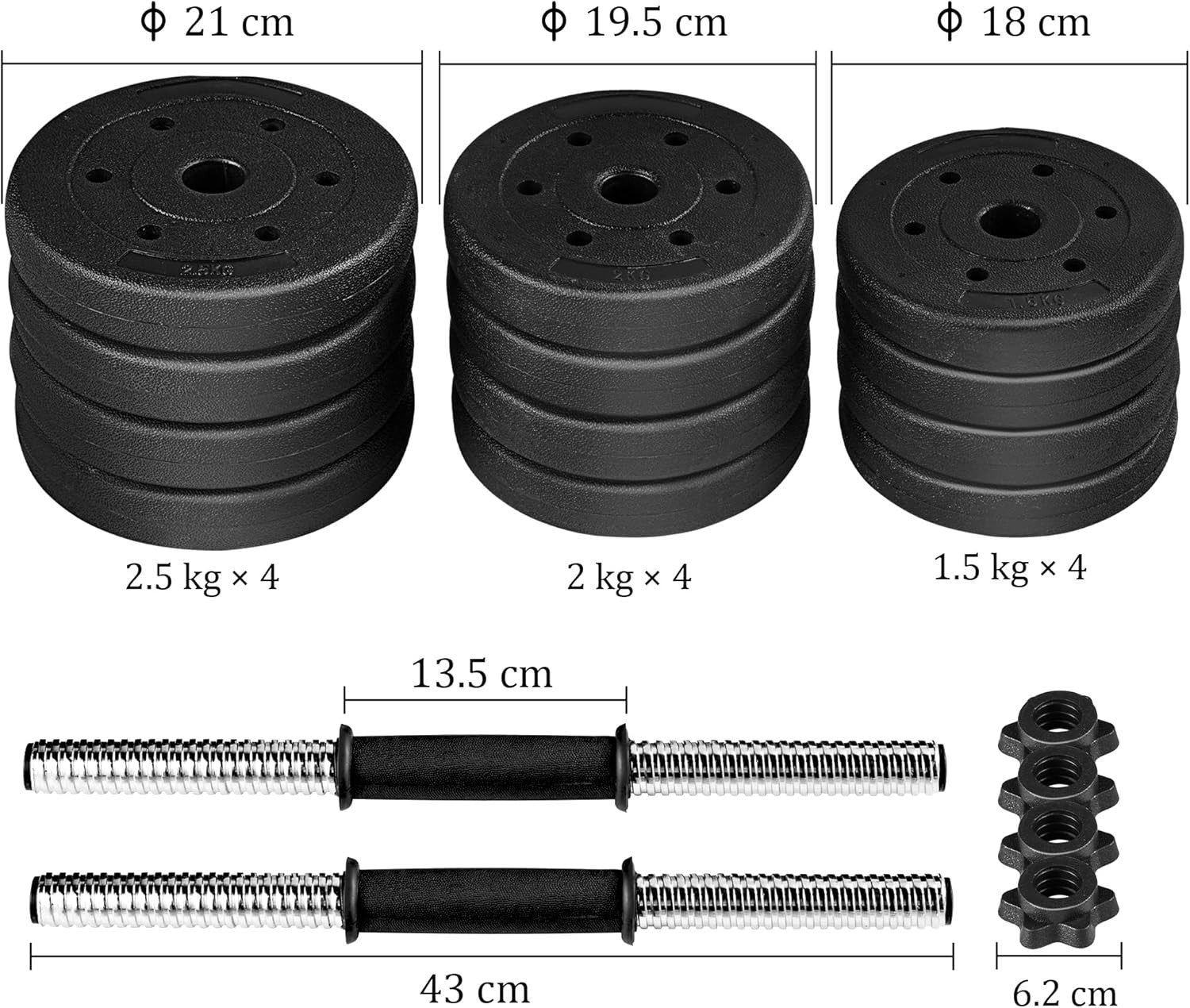 Adjustable Dumbbell Set 15–30KG Anti-Roll Non-Slip Home Gym Weights