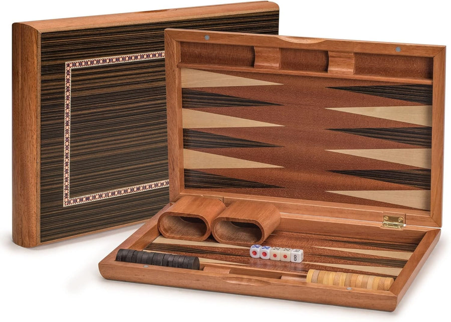 Wooden Inlaid Backgammon Set 33cm Folding Board Luxury Strategy Game