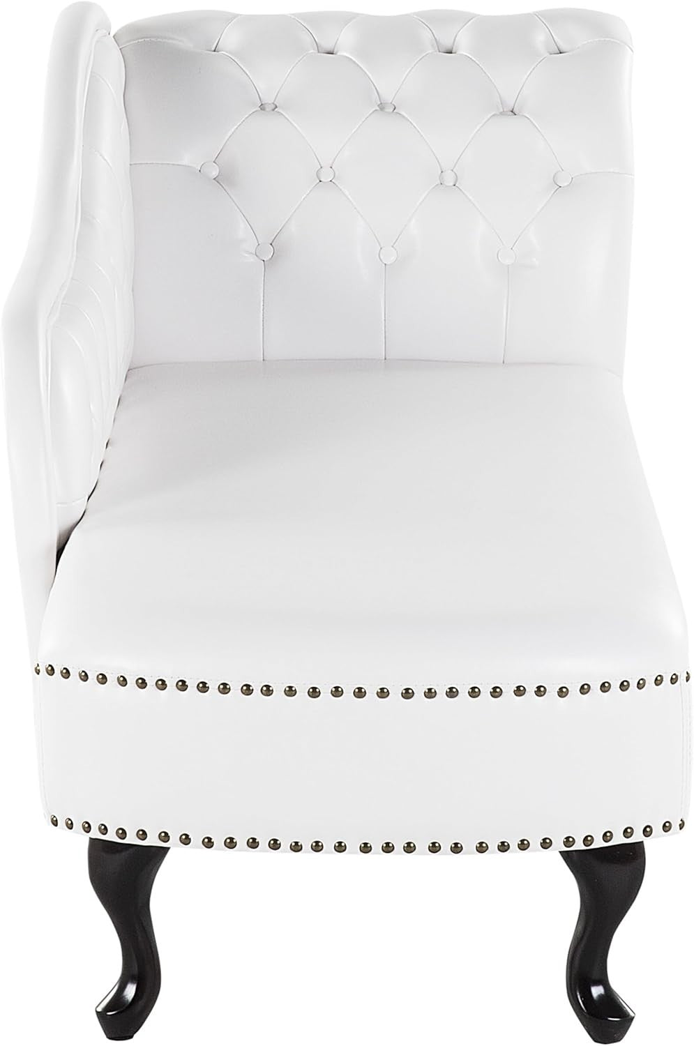 Right Hand Faux Leather Chaise Lounge White Chesterfield Sofa Seat Padded