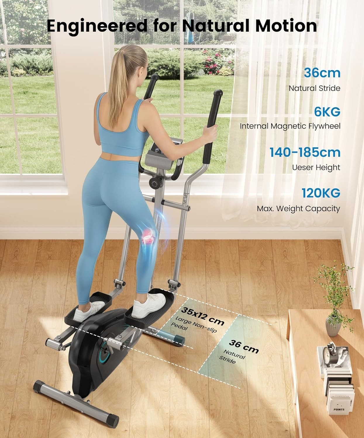 Ultra-Quiet Elliptical Cross Trainer 16-Level Resistance Home Gym