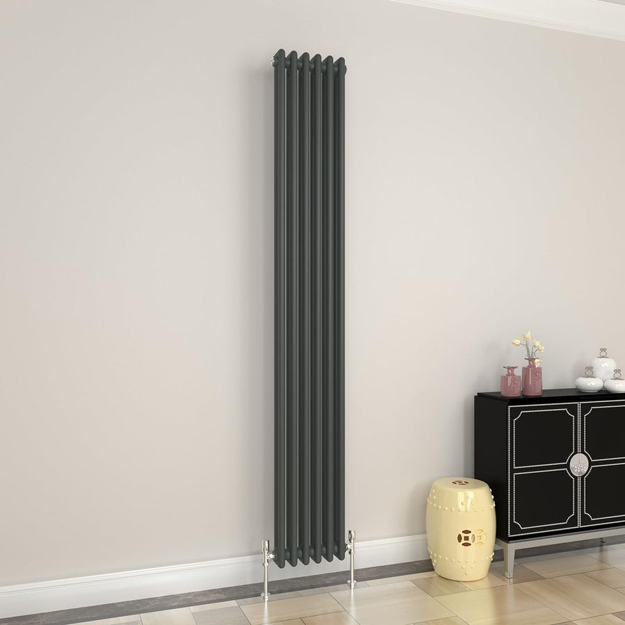 Anthracite 2 Column Vertical Radiator 1800x290mm Modern Cast Iron
