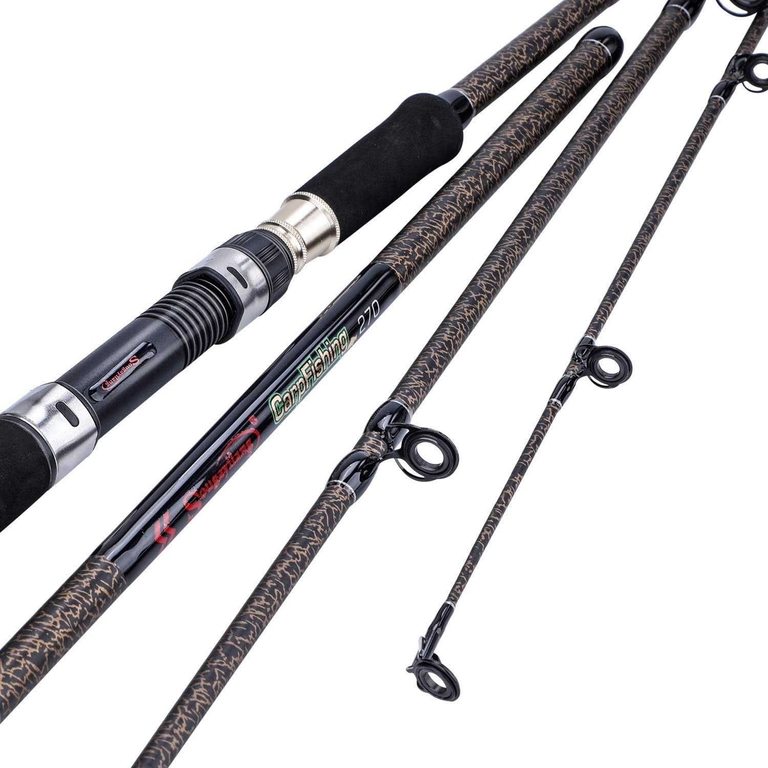 Portable 4-Piece High Carbon Carp Fishing Rod for Travel Freshwater & Saltwater