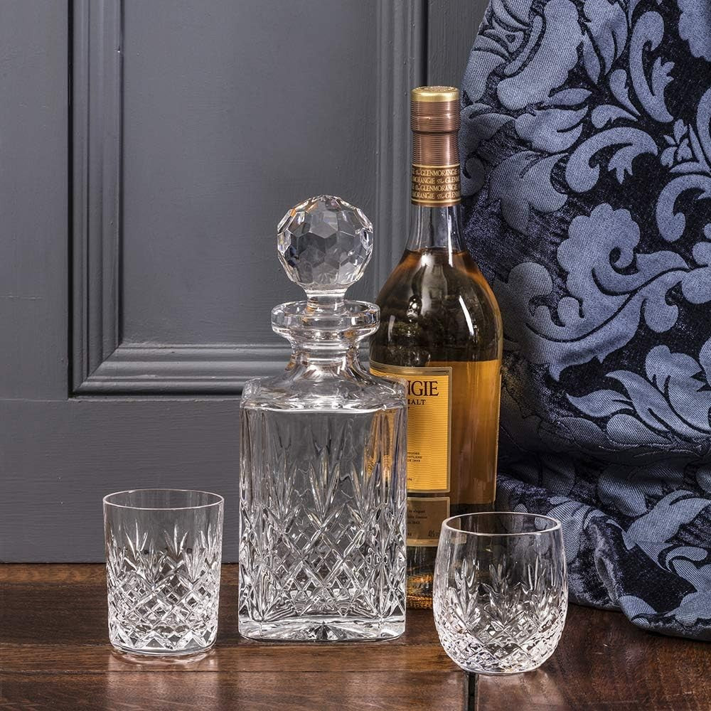 Luxury Cut Crystal Square Spirit Decanter 75cl | Hand-Cut Whisky Liquor Gift