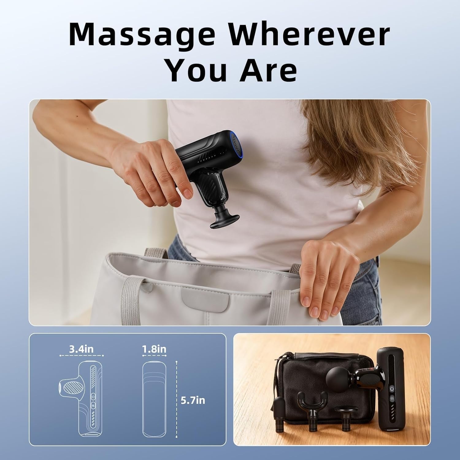 Mini Massage Gun with Heat Deep Tissue Muscle Relief 3200RPM Portable