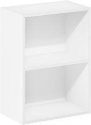 2 Tier White Wooden Bookcase Small Storage Shelf Compact Organizer 39x24x54cm