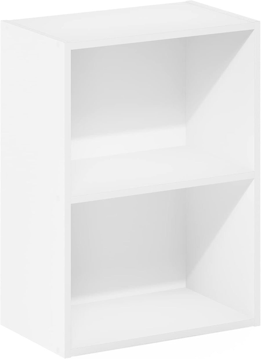 2 Tier White Wooden Bookcase Small Storage Shelf Compact Organizer 39x24x54cm