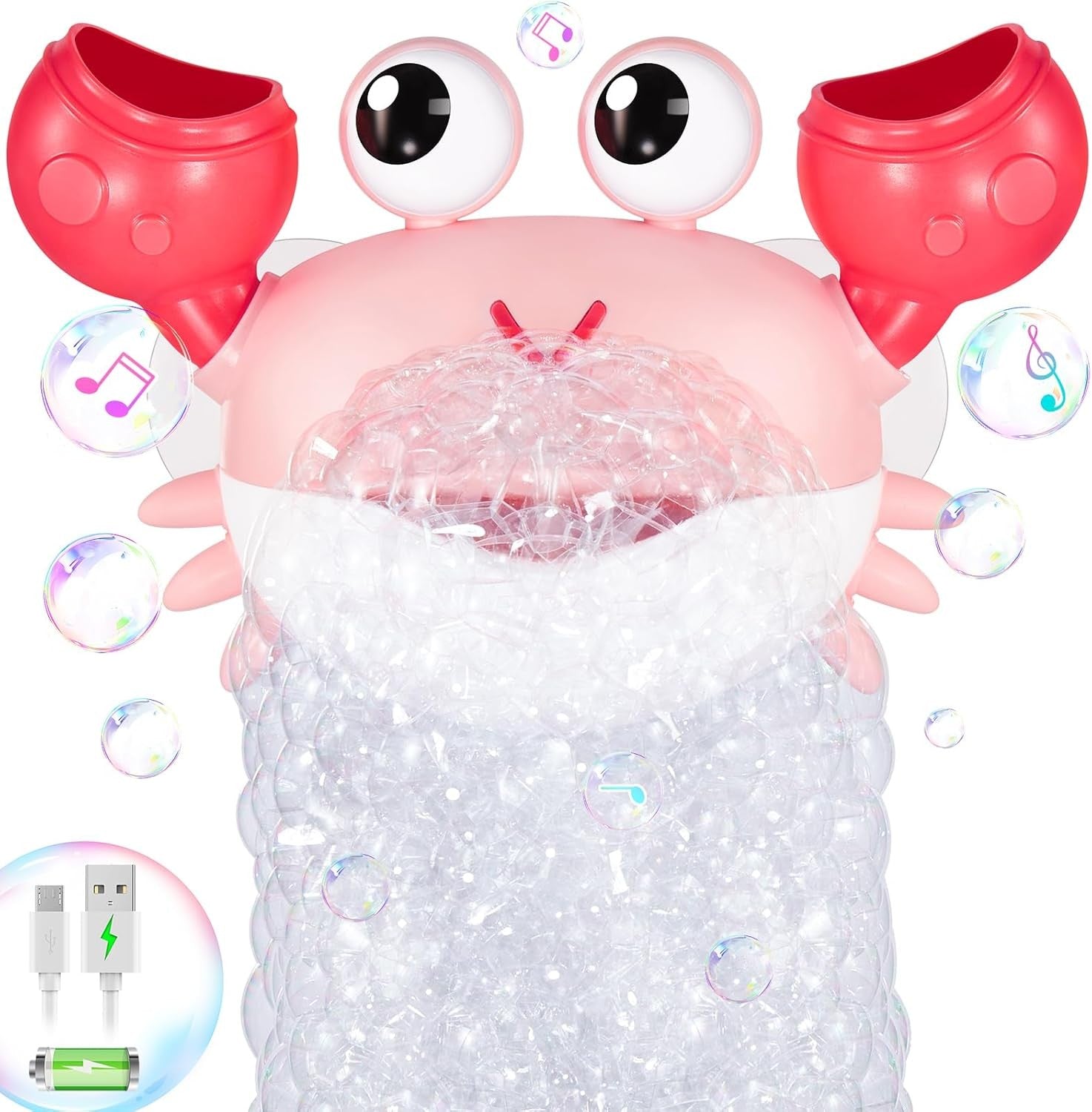 Rechargeable Crab Bath Bubble Machine with Music Toddler Toy
