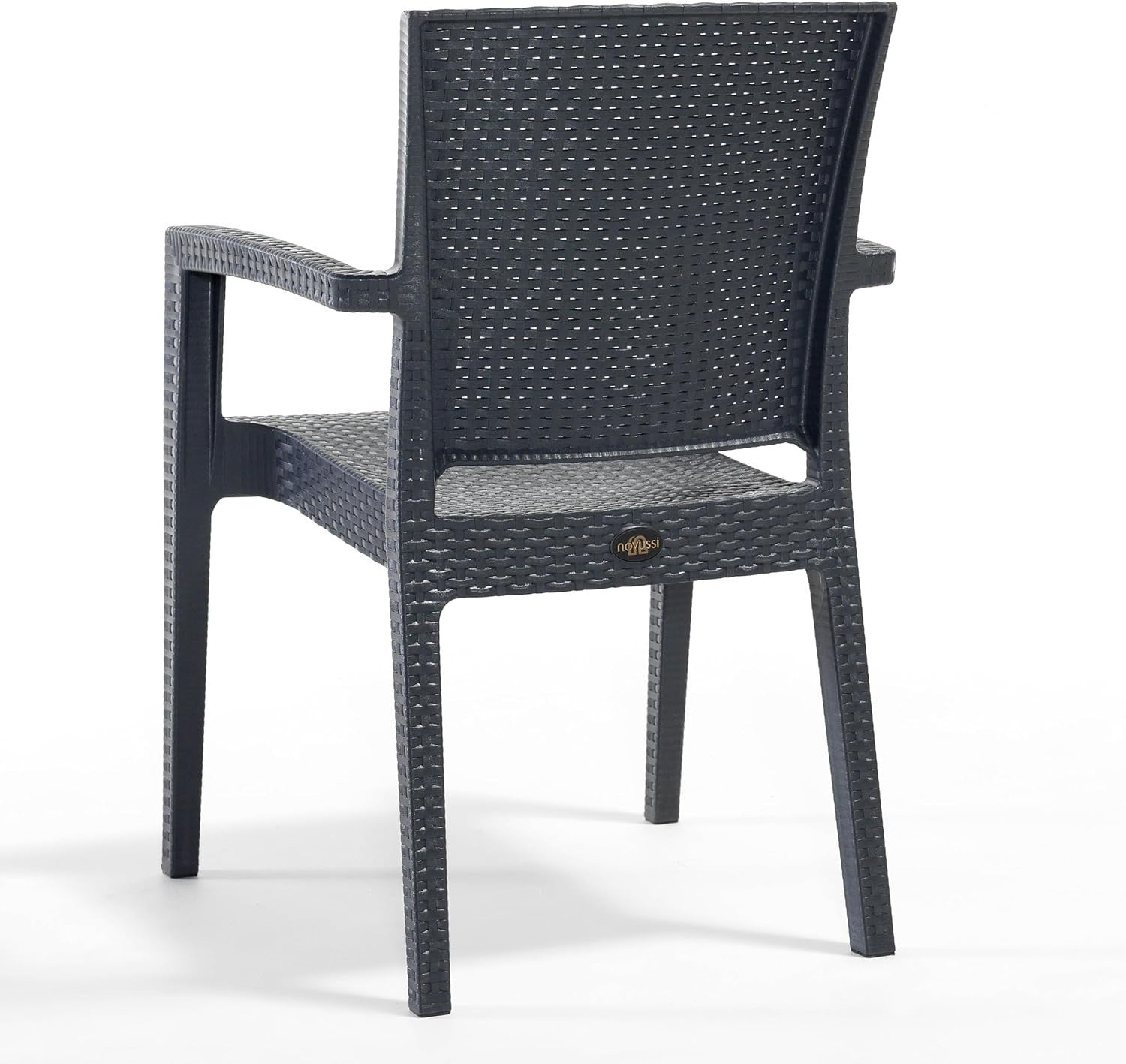 Set of 2 Stackable Rattan Effect Arm Chairs Indoor Outdoor Patio Seating