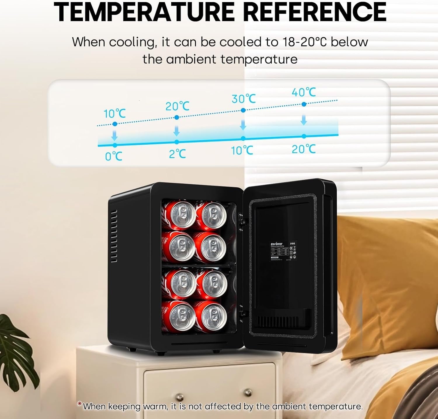 Portable 6L Mini Fridge Cooler Warmer LCD Temp Control Black