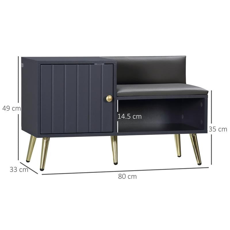 Grey Shoe Storage Bench with Cushion, Compact Hallway Entryway Cabinet