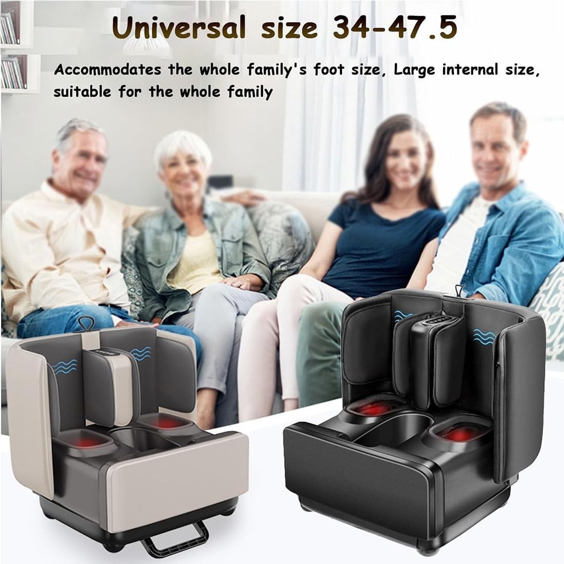 2-in-1 Foot & Calf Massager with Heat, Shiatsu Kneading, Vibration & Compression