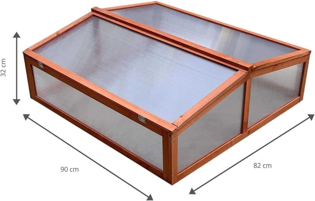 Large Wooden Cold Frame Greenhouse 90x82x32cm UV Polycarbonate Panels