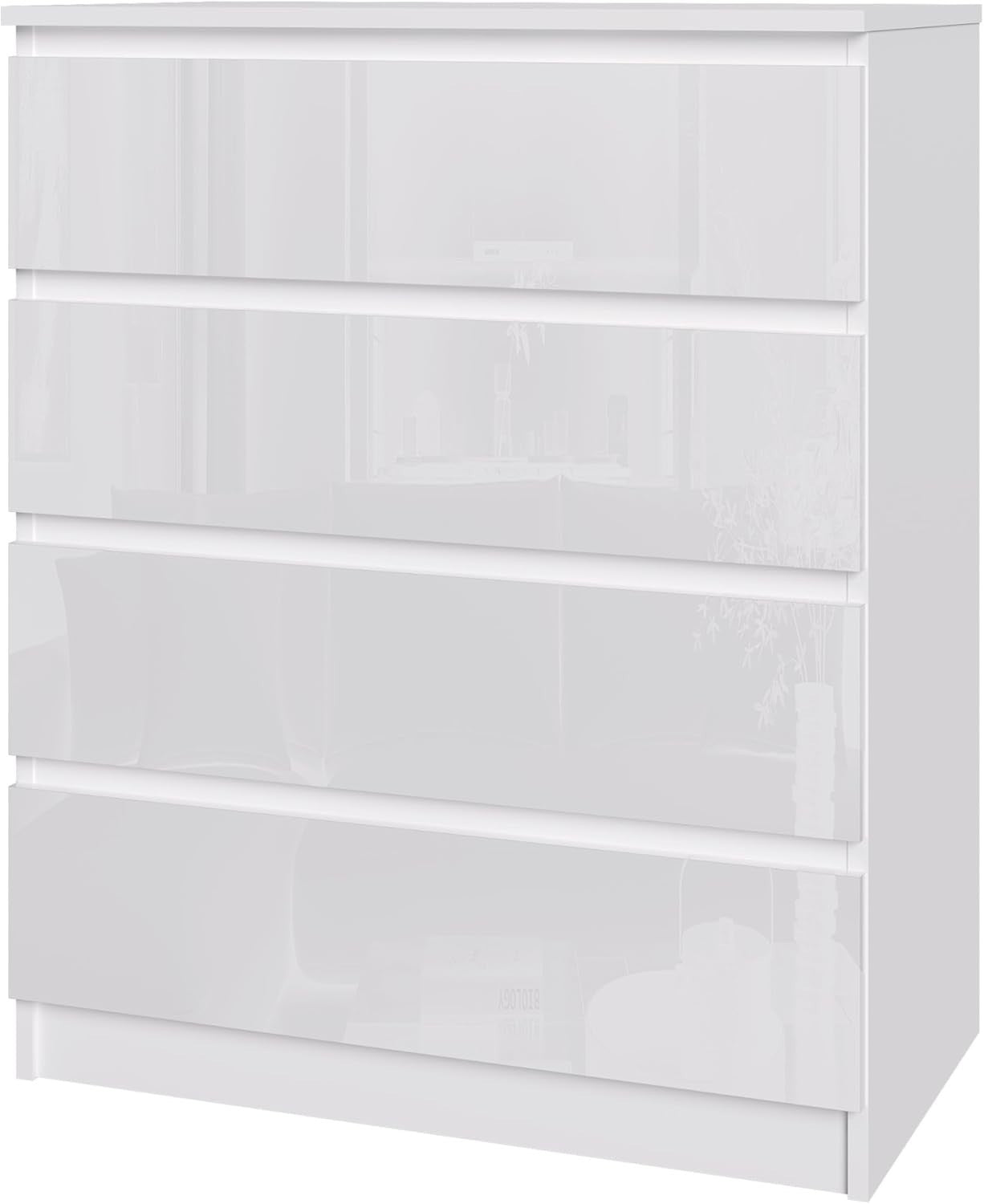 High-Gloss 4-Drawer Wooden Chest | Sleek Storage Organizer for Bedroom & Living