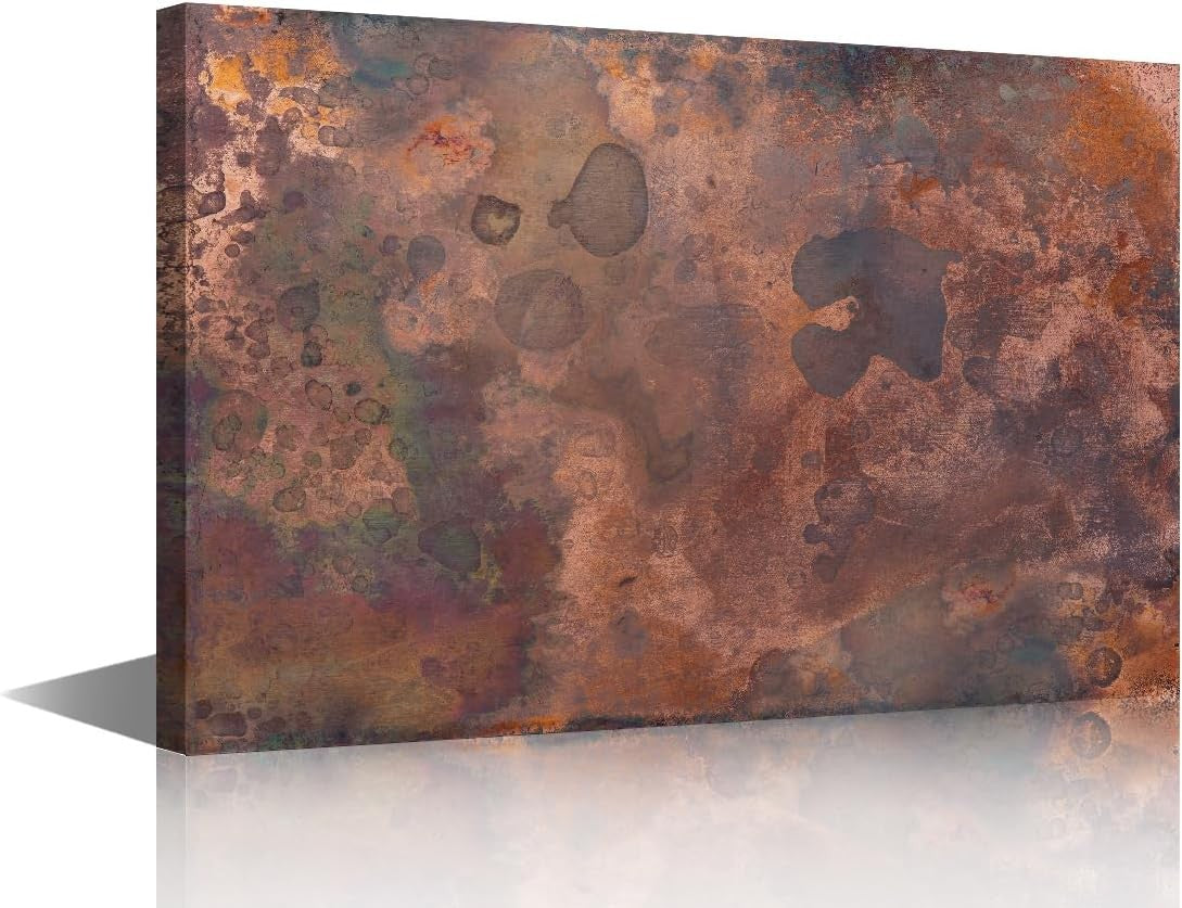 Rust Abstract Canvas Wall Art Grey Brown Large 90x60cm