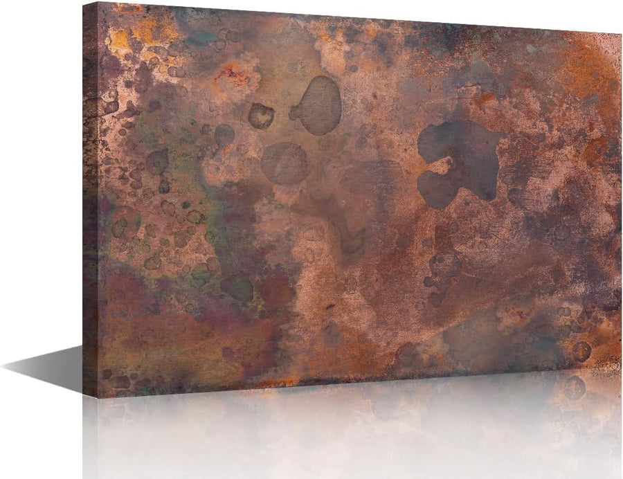 Rust Abstract Canvas Wall Art Grey Brown Large 90x60cm