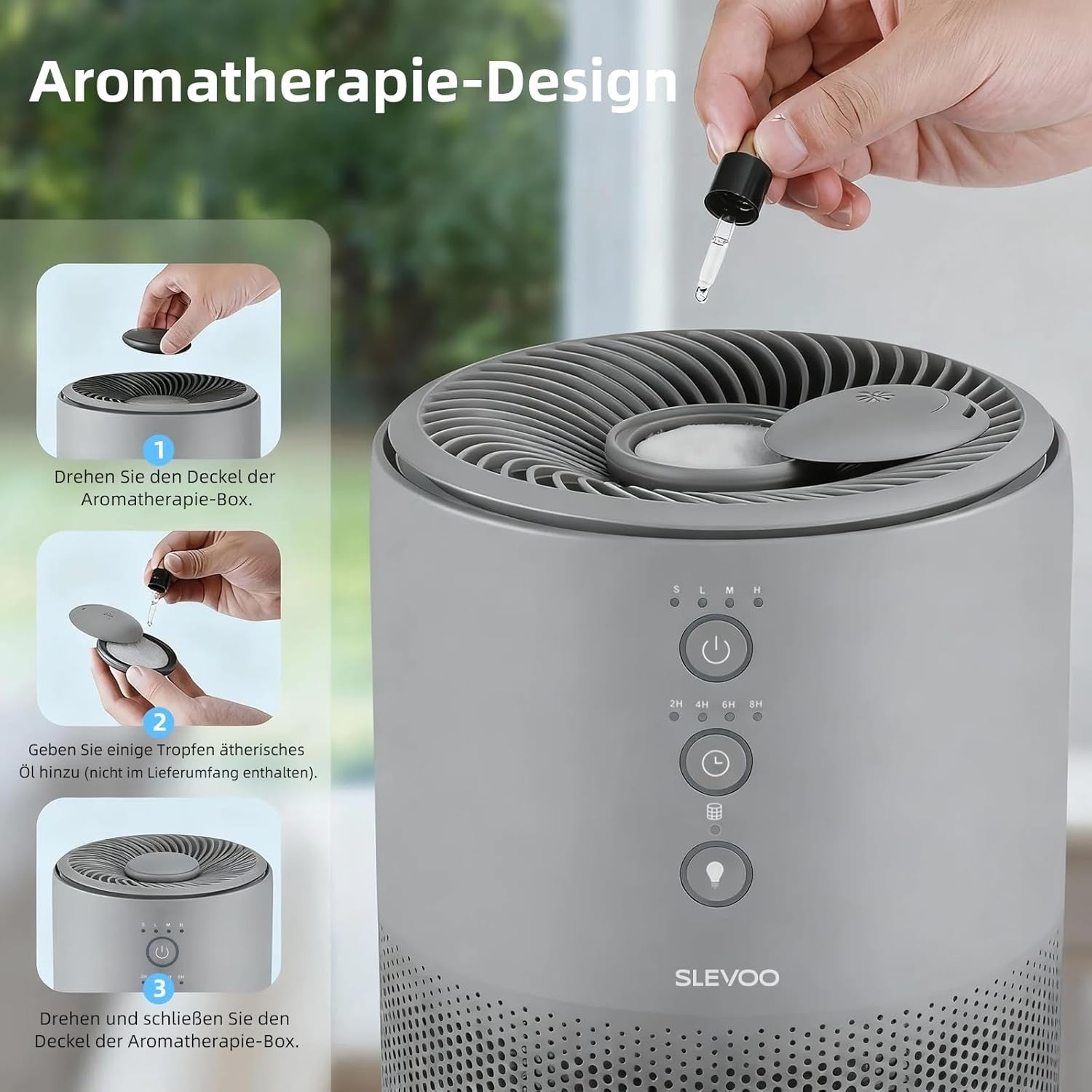 Quiet H13 HEPA Air Purifier Home Bedroom Aroma Pet Odour Grey