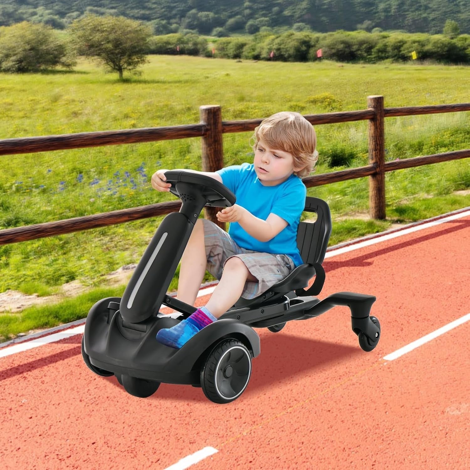 Kids Electric Drift Go Kart 6V Ride On Car 360 Spin Adjustable Seat Black