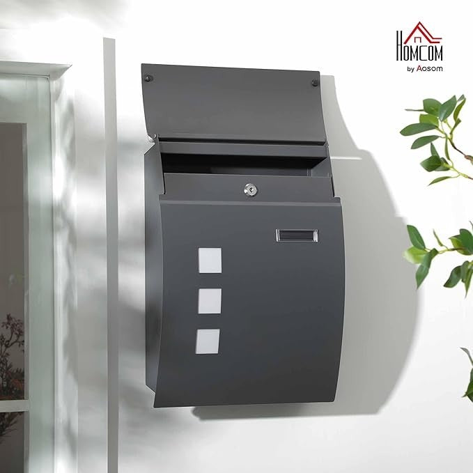 Wall Mounted Lockable Post Box Outdoor Steel Mailbox | Slim Secure Design