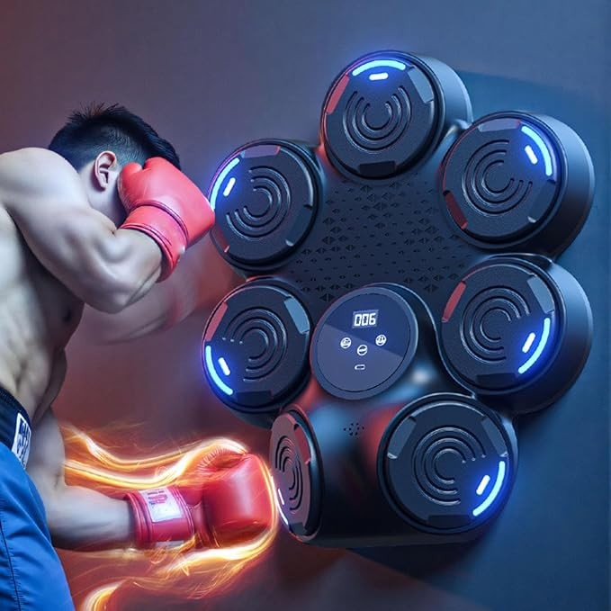 Smart Boxing Machine Wall Mount LED Reaction Adjustable Speed Home Gym