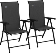 Outdoor Folding Rattan Chairs Set of 2 Adjustable Recliner Patio Dining Grey