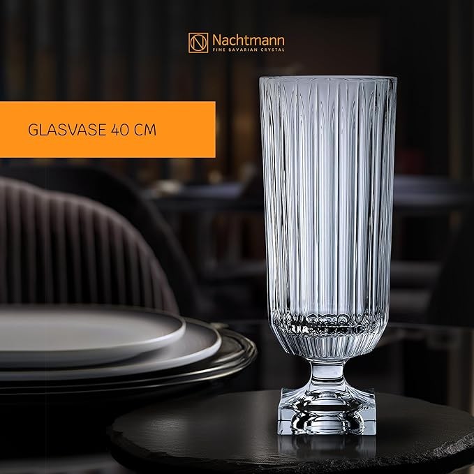 40cm Crystal Glass Flower Vase Tall Elegant Table Centerpiece Decor