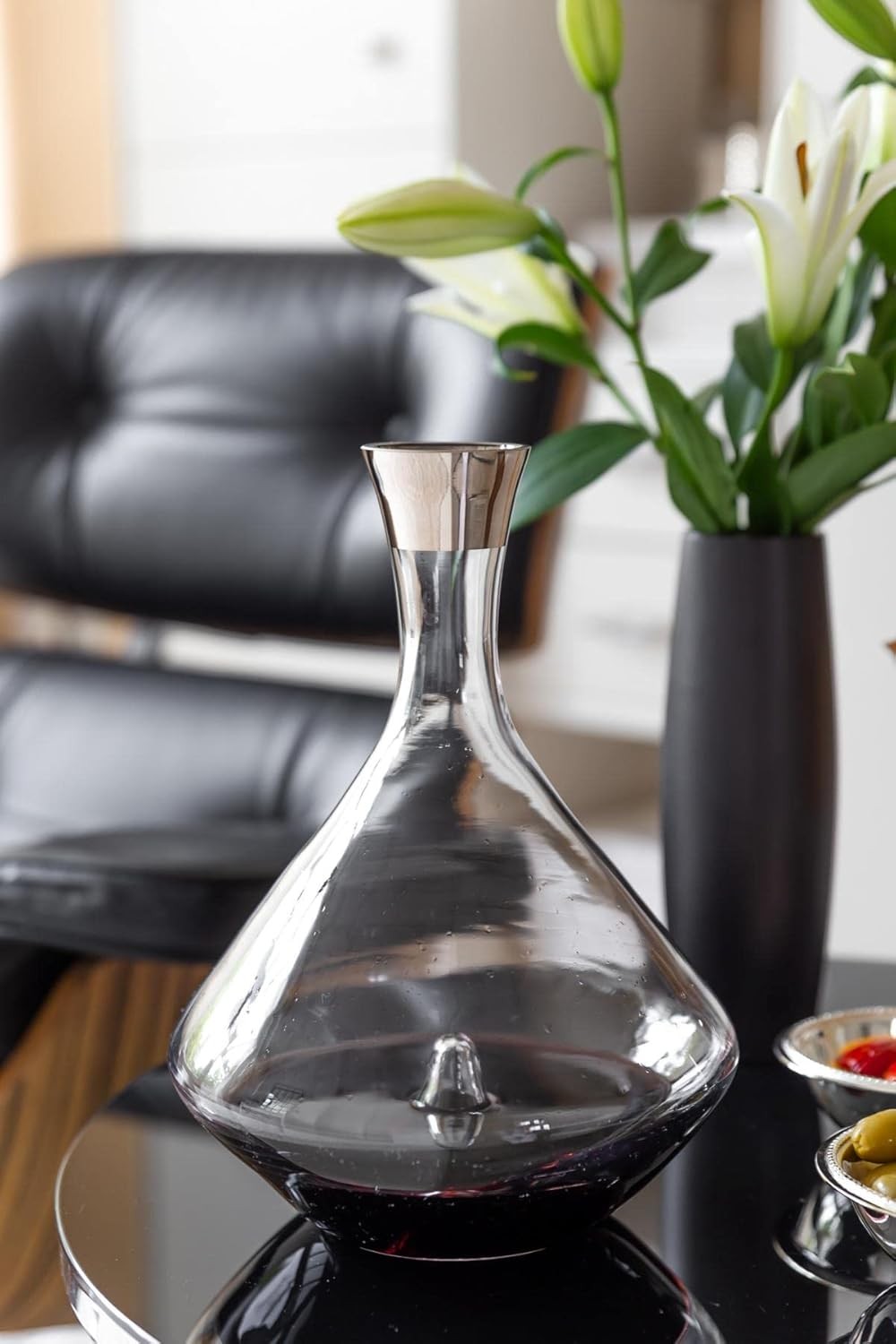 Luxury Crystal Carafe 2.1L Platinum Rim Glass Water Wine Decanter