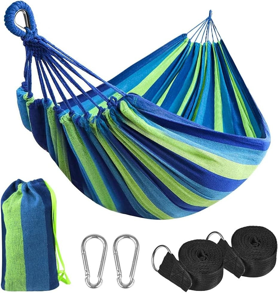 Portable Outdoor Cotton Camping Hammock, 210x150cm, 300kg Load, Easy Setup