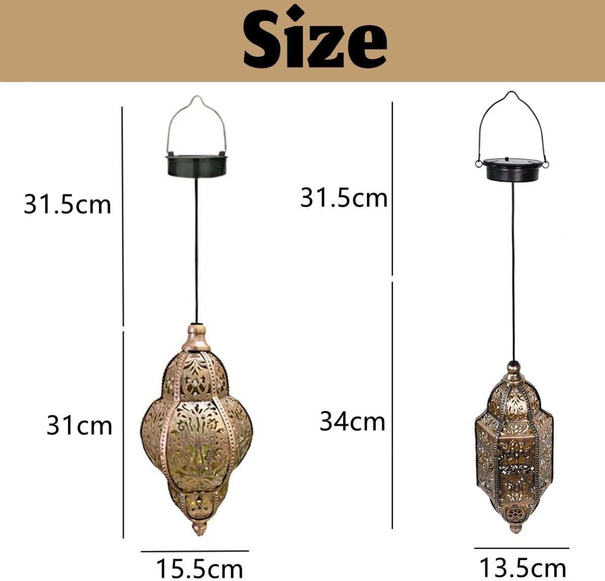 2x Retro Moroccan Solar Lantern Lights Outdoor Hanging Waterproof