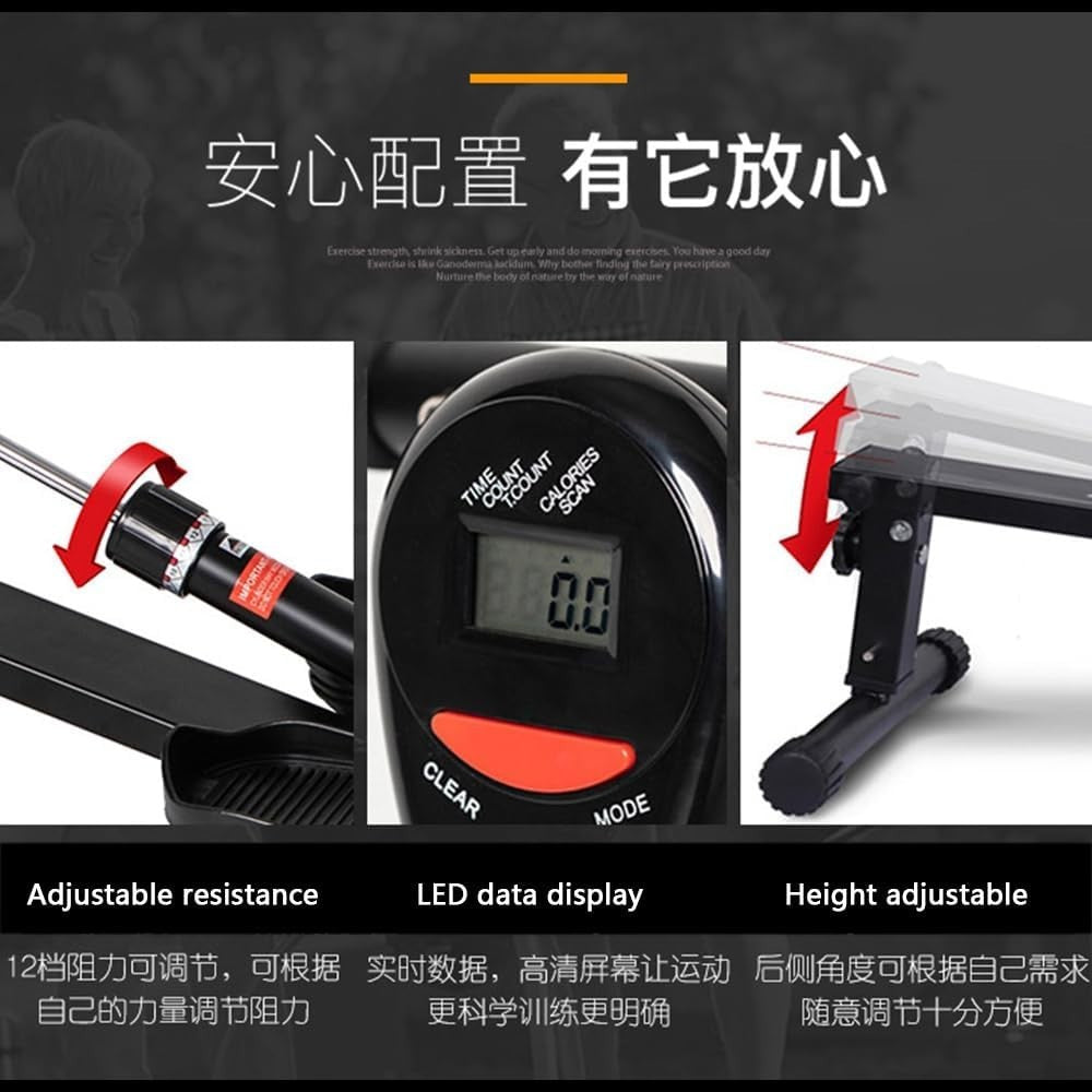Foldable Magnetic Rowing Machine Quiet Adjustable Resistance LED Monitor 300LB