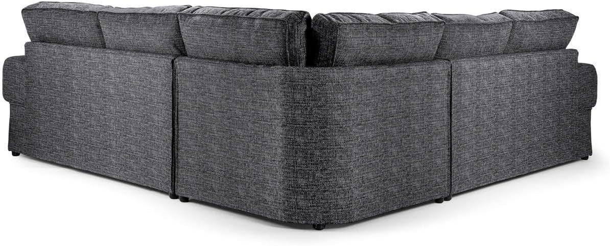 Grey L-Shape 5 Seater Chesterfield Sofa – Comfy Sectional Chenille Couch
