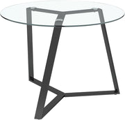 100cm Round Glass Dining Table with Black Metal Legs Modern Kitchen Table