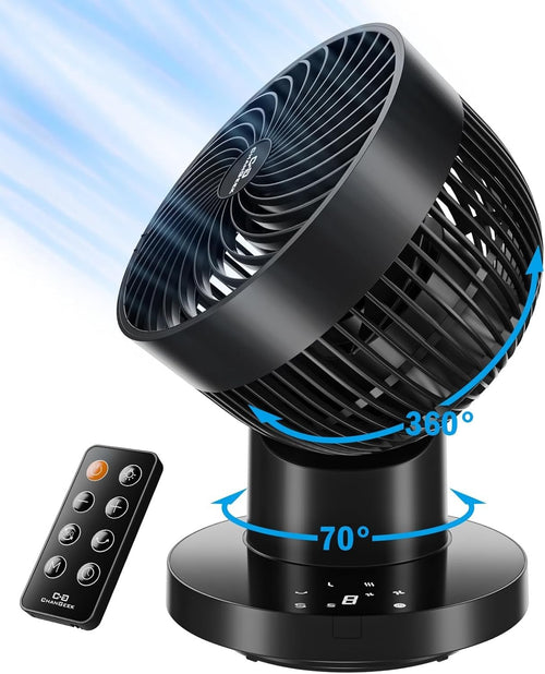 8" USB Air Circulator Fan – 360°+70° Oscillation 8-Speed Quiet Cooling Black