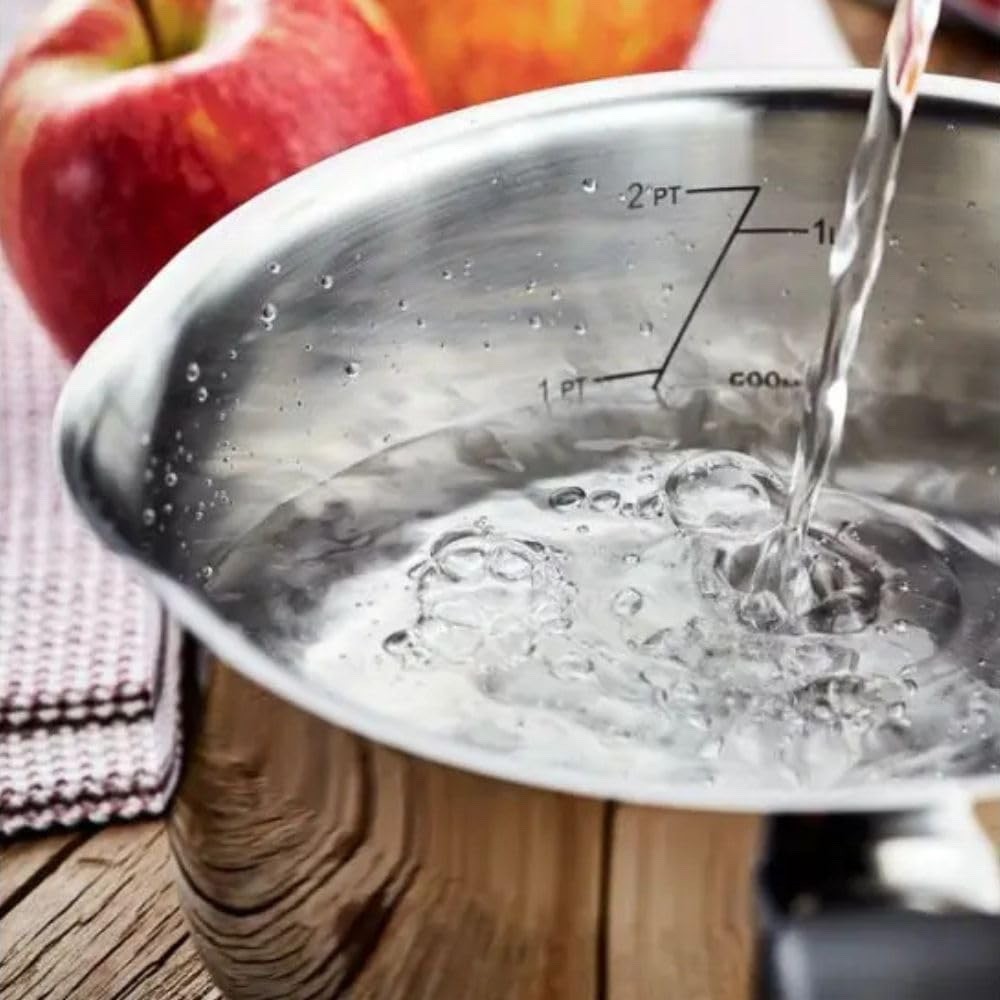 3Pcs Stainless Steel 16 18 & 20cm Saucepan Set with Strainer Lids Induction Safe
