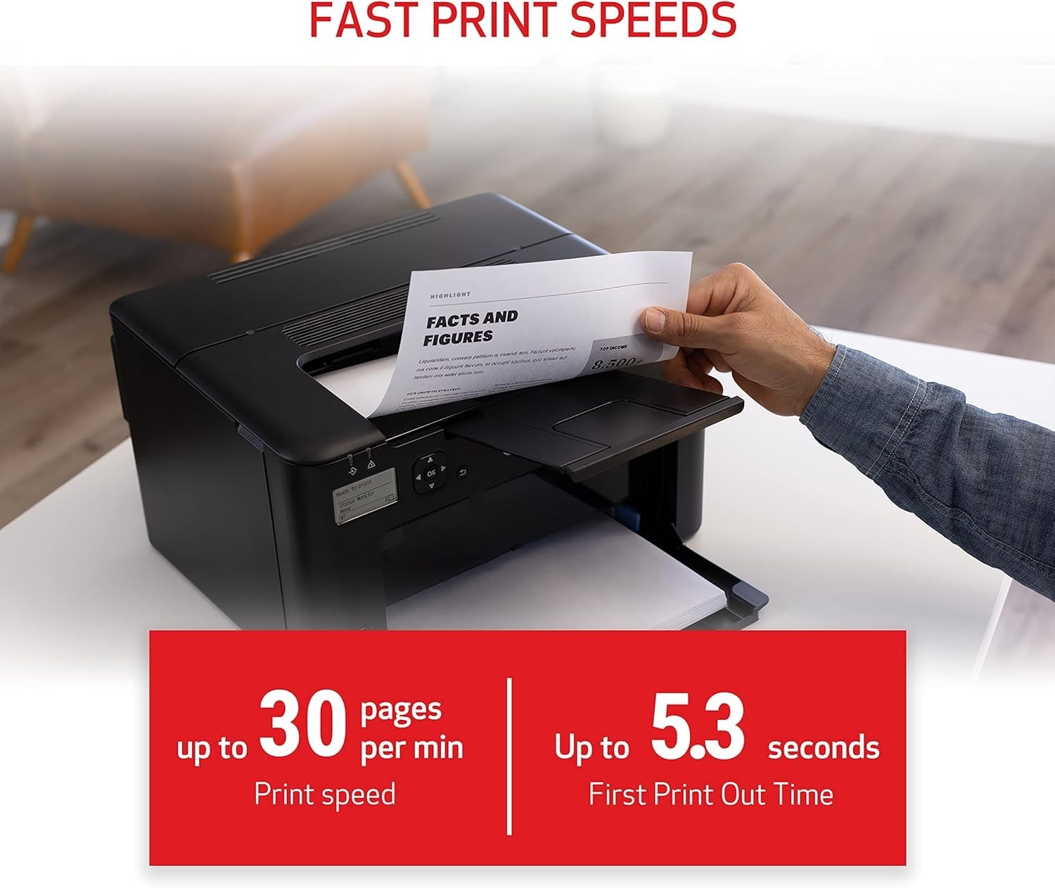 Monochrome Laser Printer Wi-Fi Ethernet Auto-Duplex 30ppm
