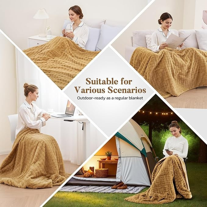 Electric Heated Throw Blanket 130x180cm Auto Shut Off Soft Fleece Sofa