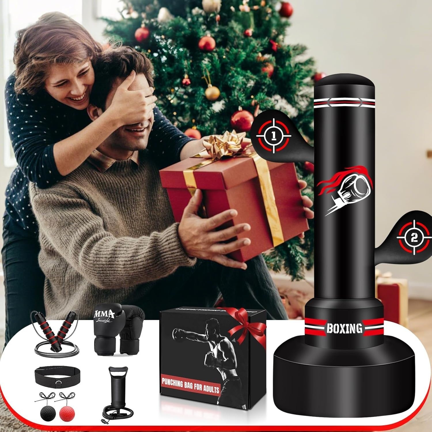 70 Inch Free Standing Inflatable Punching Bag Boxing MMA Training Set