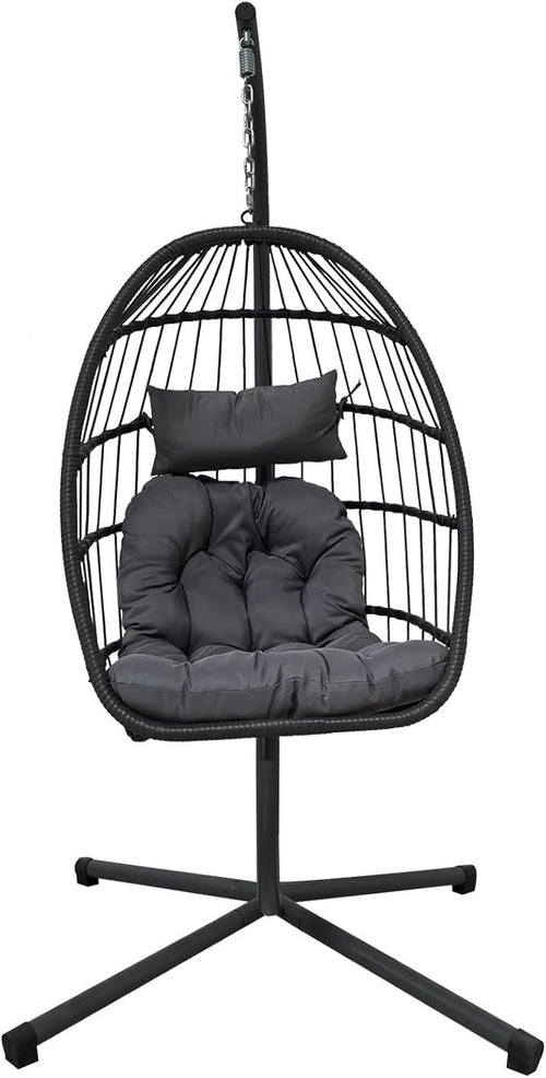 Hanging Egg Chair with Stand – 350lbs Steel Frame, Cushions, Waterproof Cover