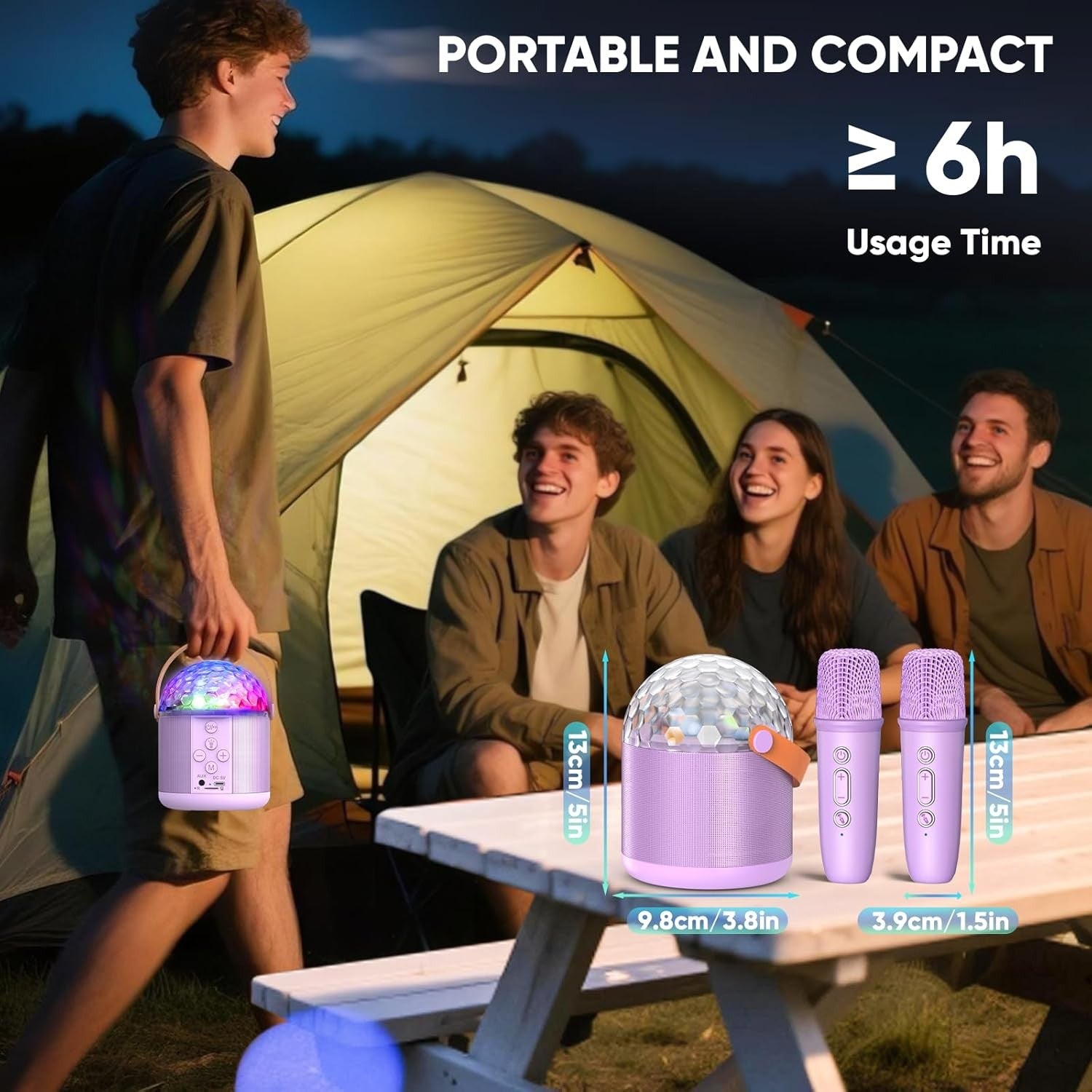 Girls Mini Karaoke Machine with 2 Mics LED Party Speaker Gift