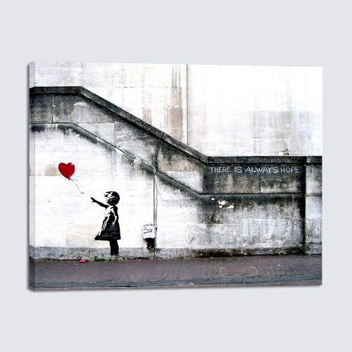 Banksy Girl with Red Balloon Canvas Wall Art Framed Modern Decor