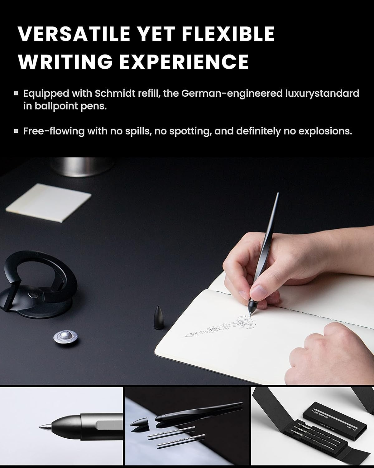 Luxury Hoverpen Interstellar Edition Ballpoint Pen Black Thin Refillable Model