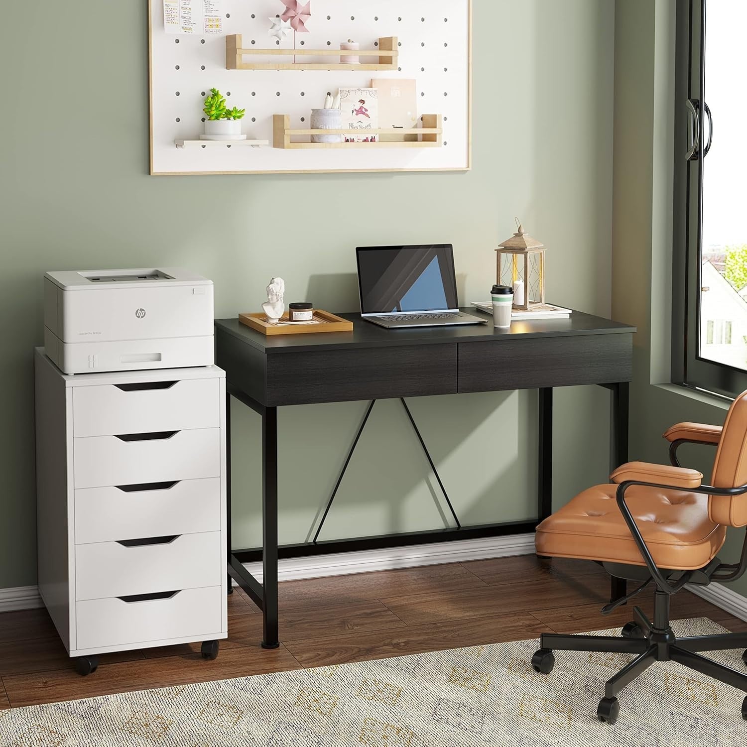 Modern Computer Desk with Drawers 100cm Vanity Makeup Table Black